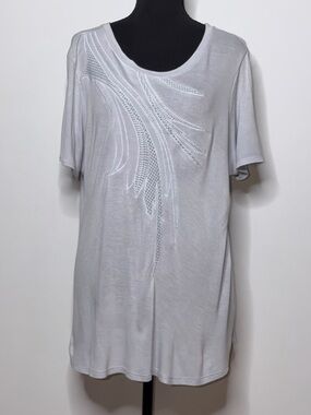 SIMPLY VERA Vera Wang Light Grey Feather Tunic Top Size PXL